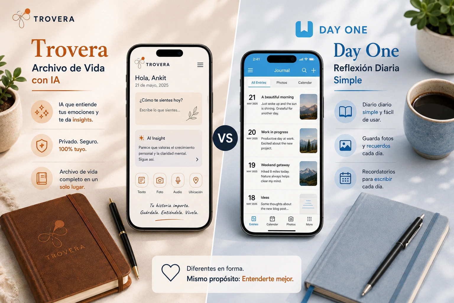 Trovera vs Day One: Archivo de Vida o Reflexion Diaria con IA? (2026)