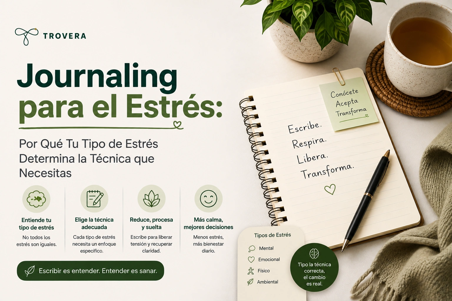 Journaling para el Estrés: Por Qué Tu Tipo de Estrés Determina la Técnica que Necesitas (2026) — Trovera voice journaling
