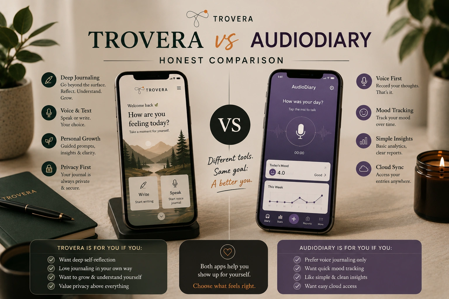 Trovera vs AudioDiary — Honest Comparison for 2026