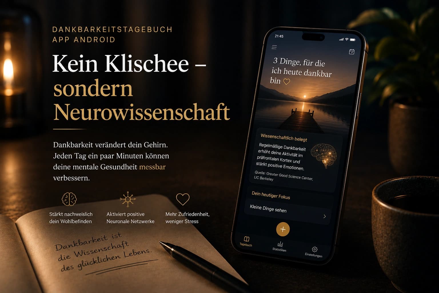 Dankbarkeitstagebuch App Android 2026: Kein Klischee – sondern Neurowissenschaft — Trovera voice journaling