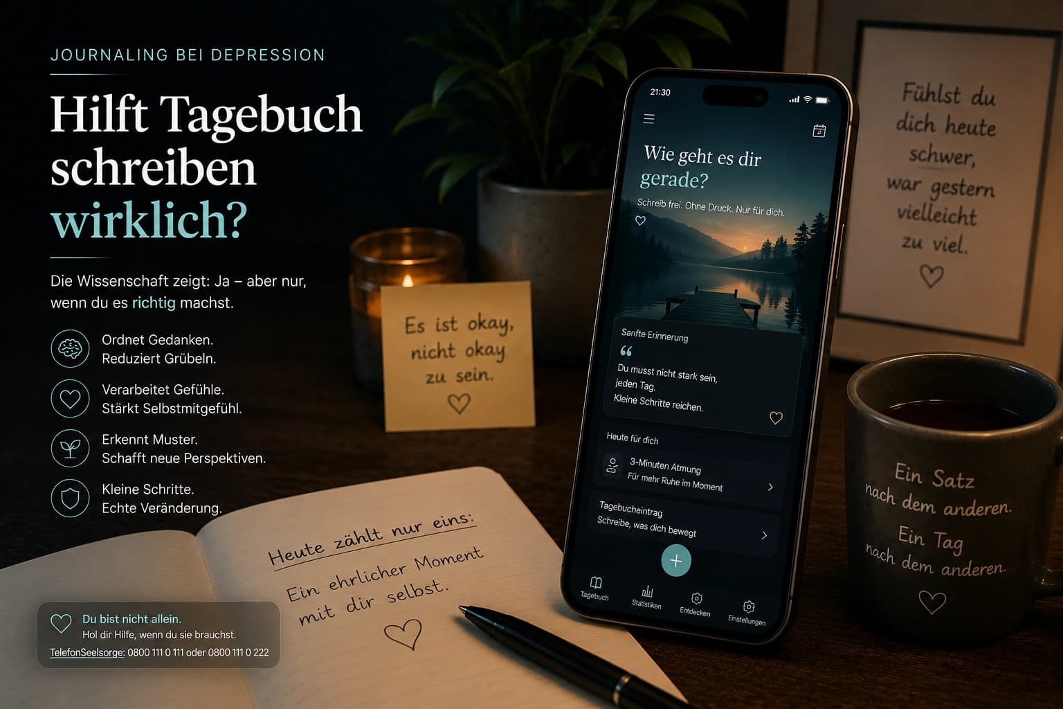 Journaling bei Depression — Hilft Tagebuch schreiben wirklich? (2026) — Trovera voice journaling
