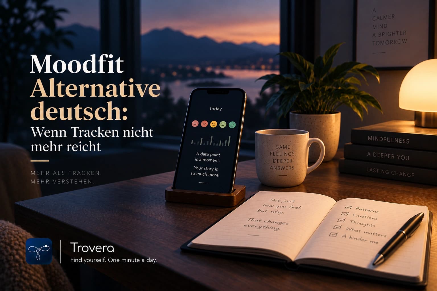 Moodfit Alternative deutsch 2026: Wenn Tracken nicht mehr reicht — Trovera voice journaling