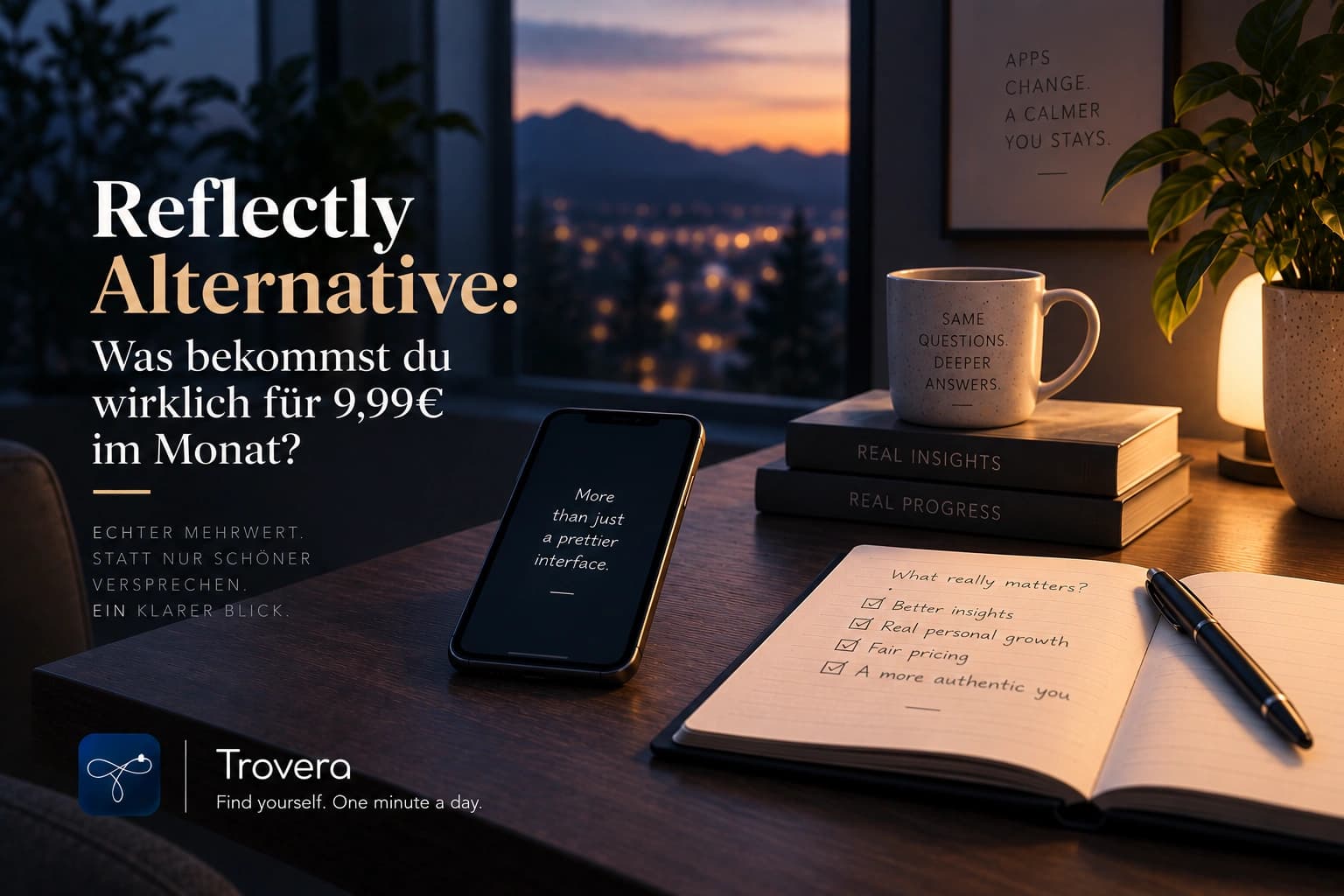 Reflectly Alternative 2026: Was bekommst du wirklich für 9,99€ im Monat? — Trovera voice journaling