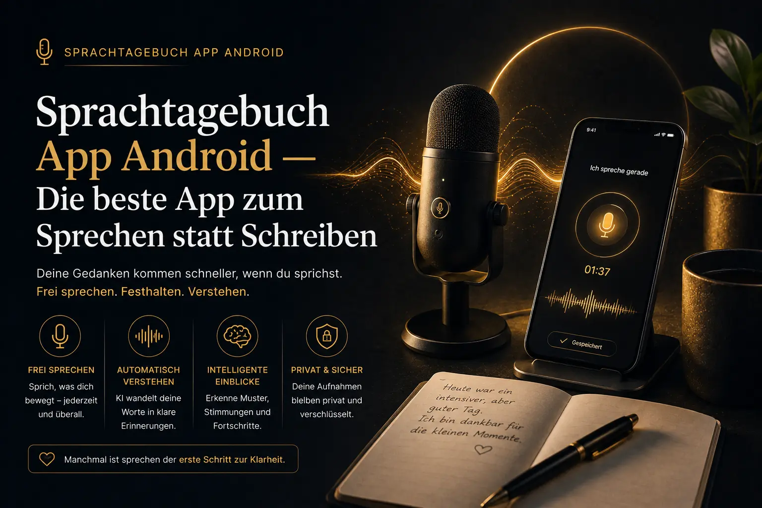 Sprachtagebuch App Android — Die beste App zum Sprechen statt Schreiben (2026) — Trovera voice journaling