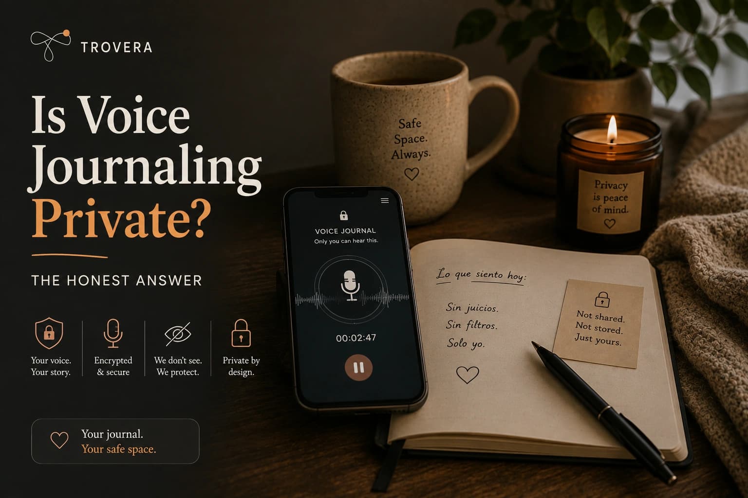 Is Voice Journaling Private? The Honest Answer (2026) — Trovera voice journaling