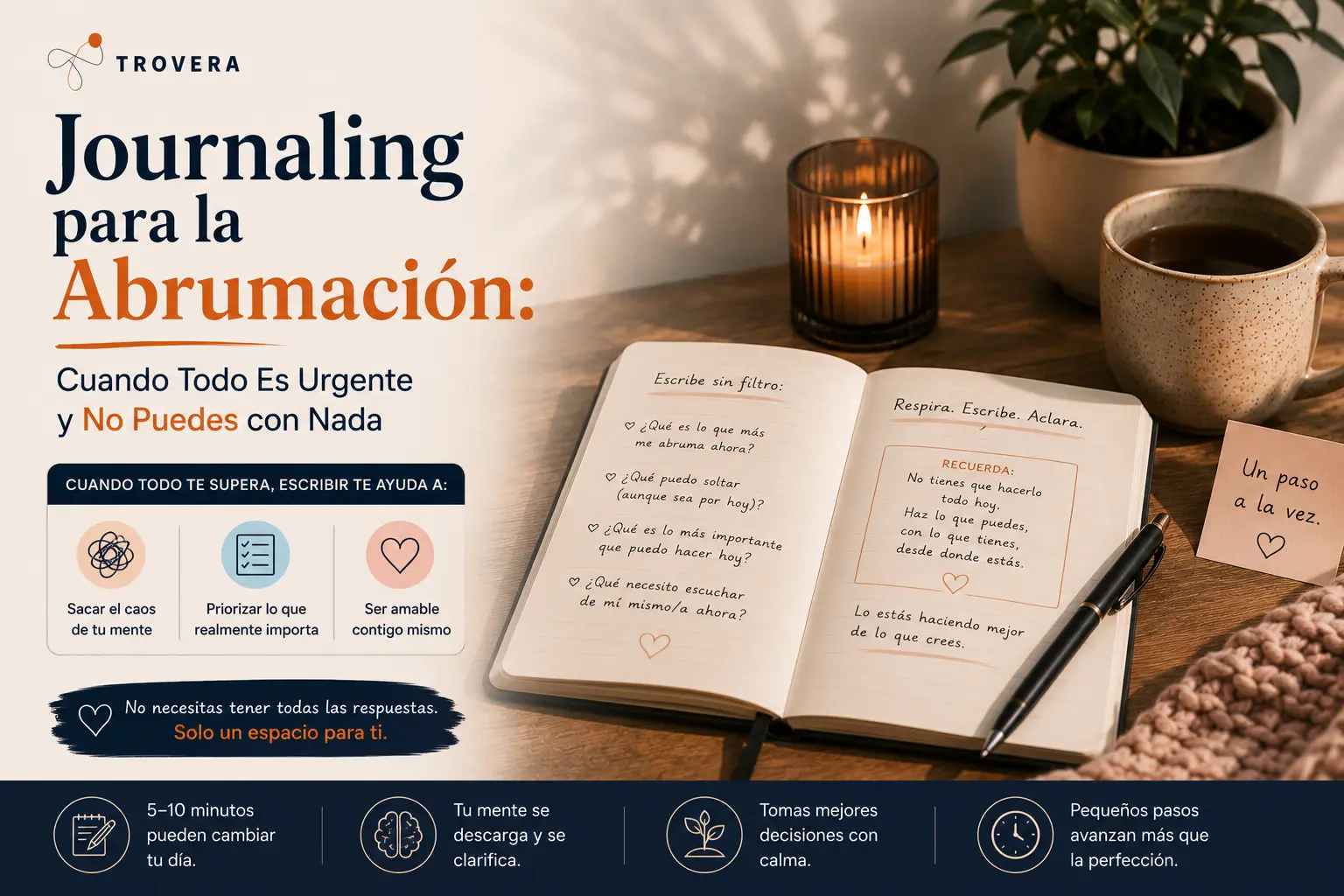 Journaling para la Abrumacion: Cuando Todo Es Urgente y No Puedes con Nada (2026) — Trovera voice journaling