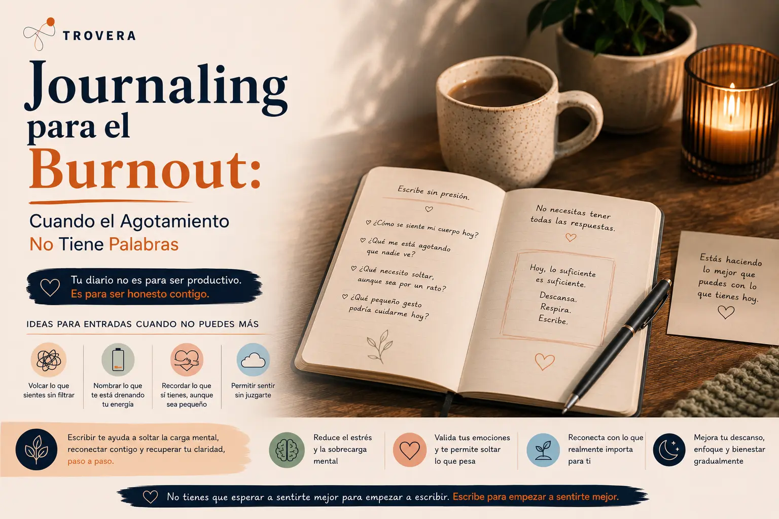 Journaling para el Burnout: Cuando el Agotamiento No Tiene Palabras (2026) — Trovera voice journaling