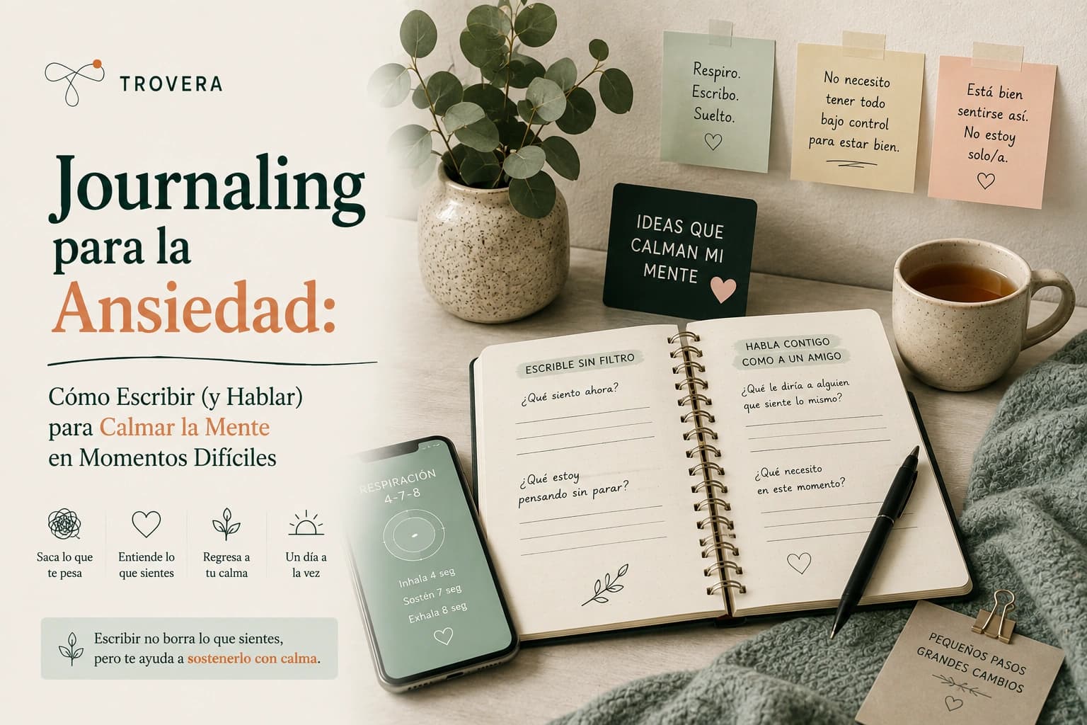 Journaling para la Ansiedad: Cómo Escribir (y Hablar) para Calmar la Mente en 2026 — Trovera voice journaling