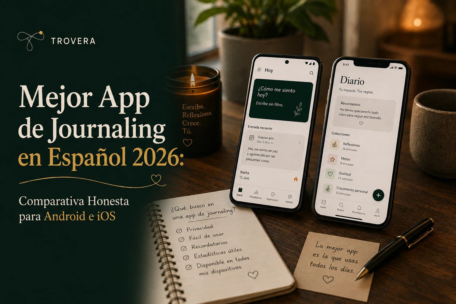 Mejor App de Journaling en Español 2026: Comparativa Honesta para Android e iOS — Trovera voice journaling