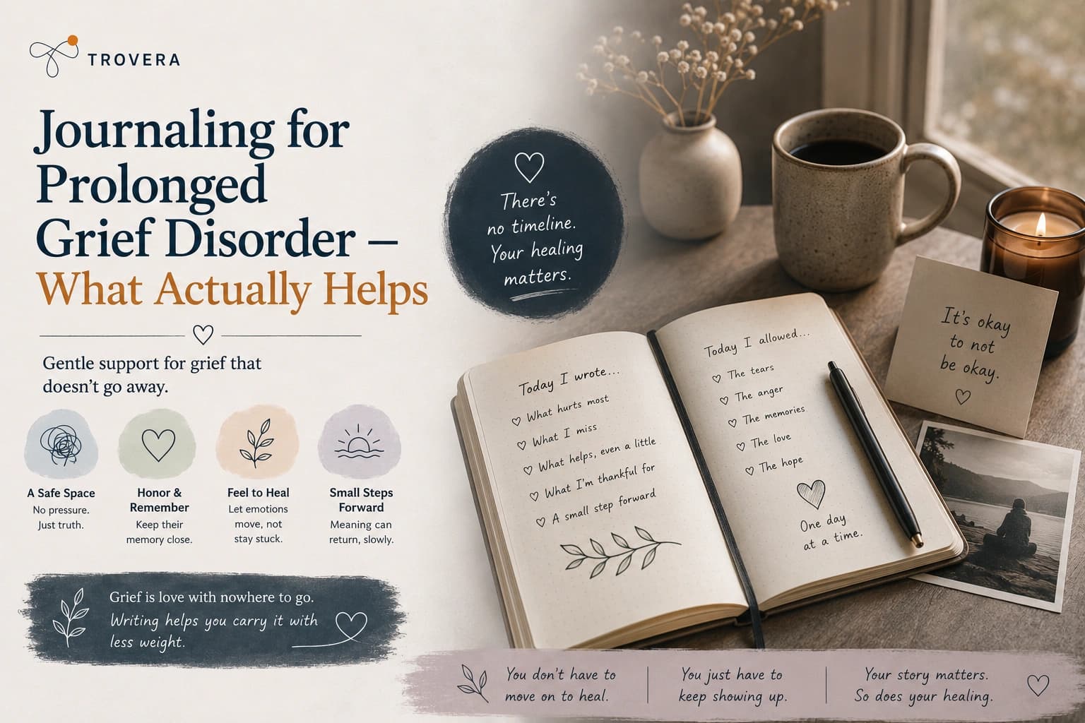 Journaling for Prolonged Grief Disorder — What Actually Helps (2026) — Trovera voice journaling