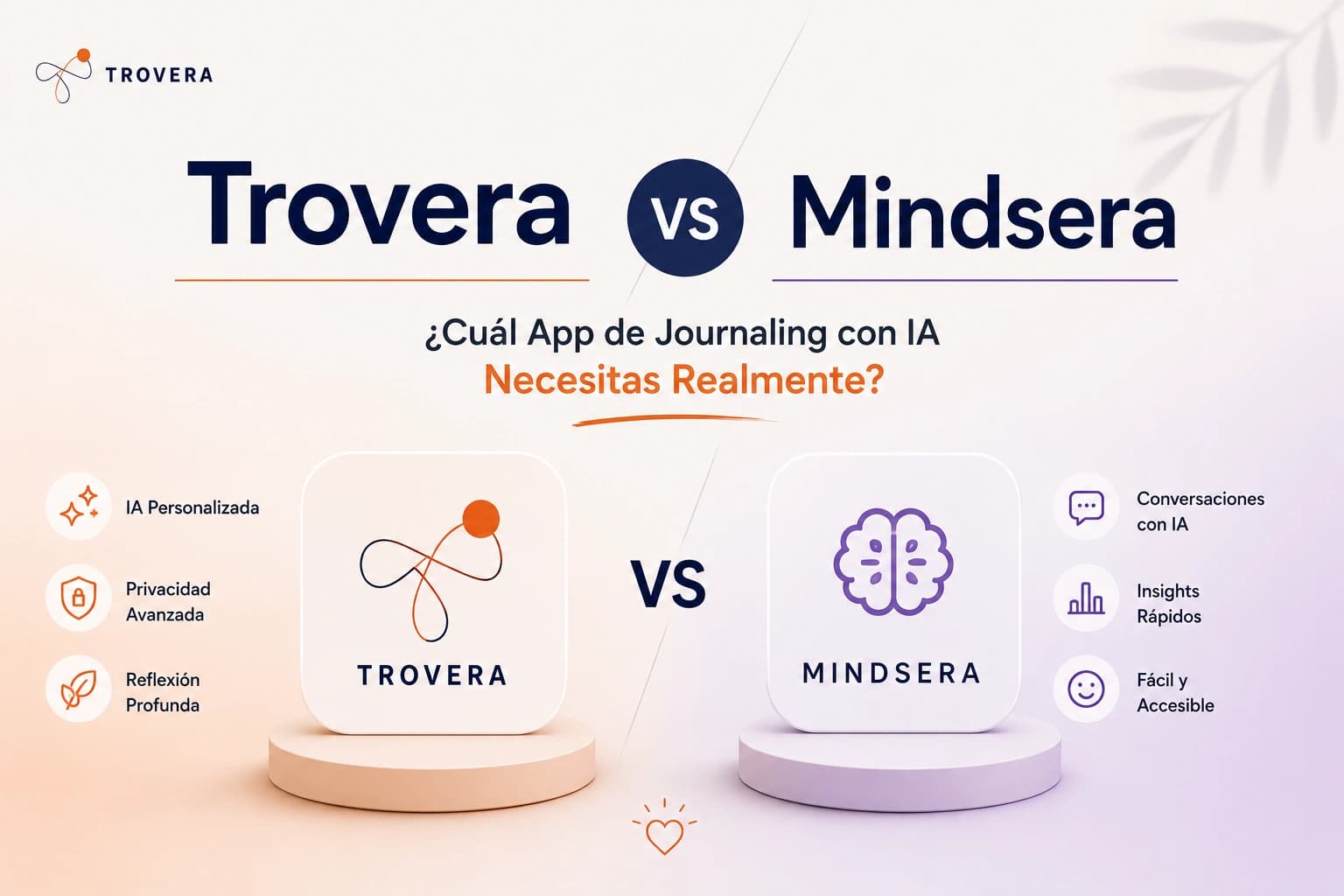 Trovera vs Mindsera: ¿Cuál App de Journaling con IA Necesitas Realmente? (2026) — Trovera voice journaling