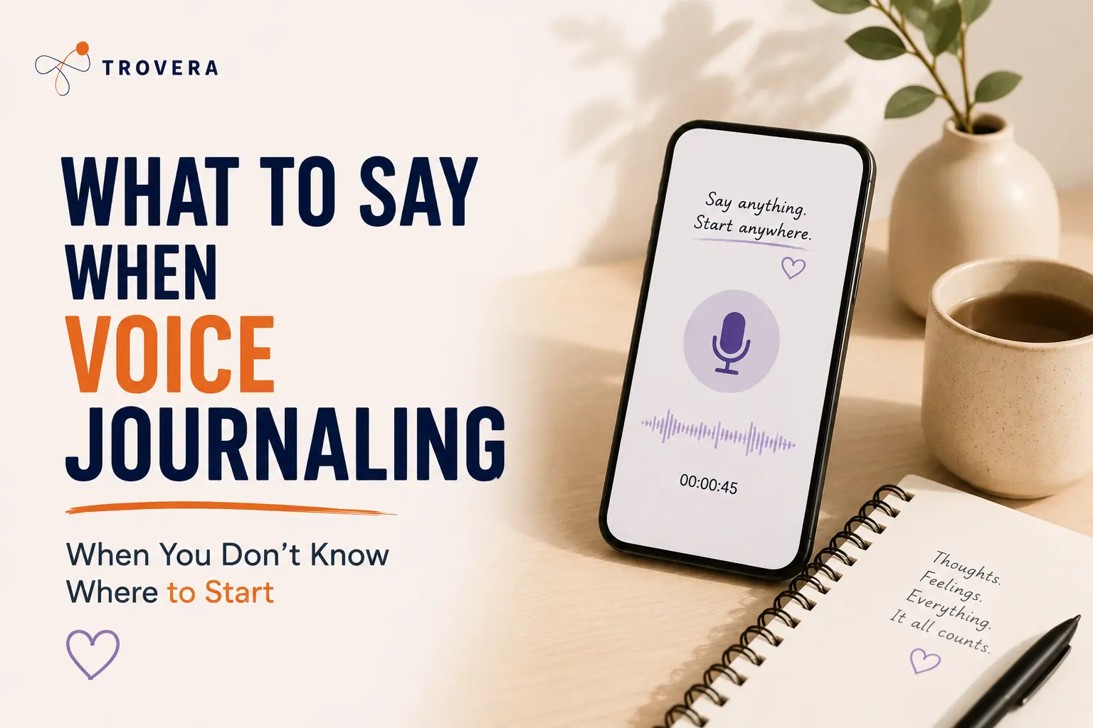 What to Say When Voice Journaling — When You Don't Know Where to Start (2026) — Trovera voice journaling