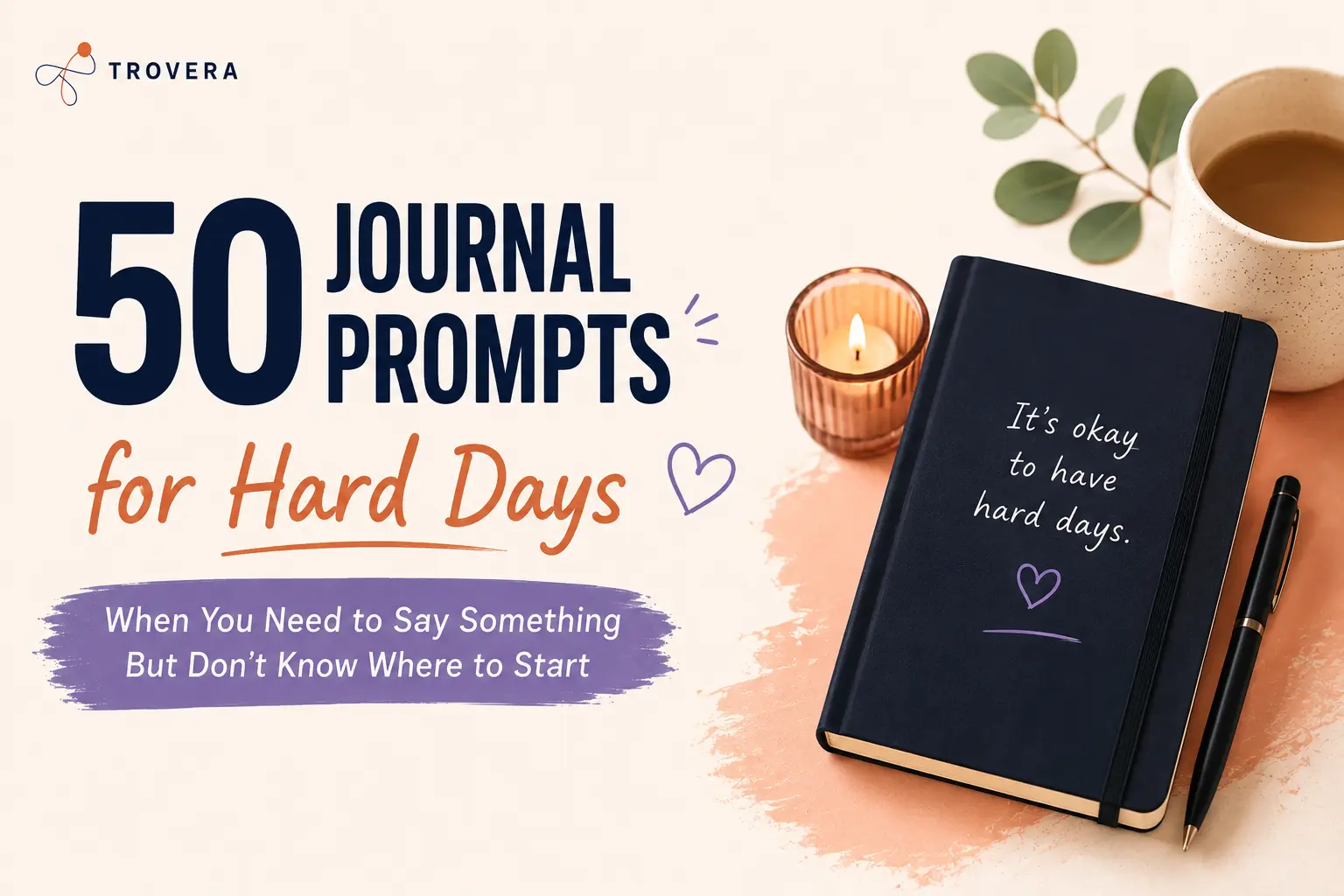 50 Journal Prompts for Hard Days — When You Need to Say Something But Don't Know Where to Start (2026) — Trovera voice journaling