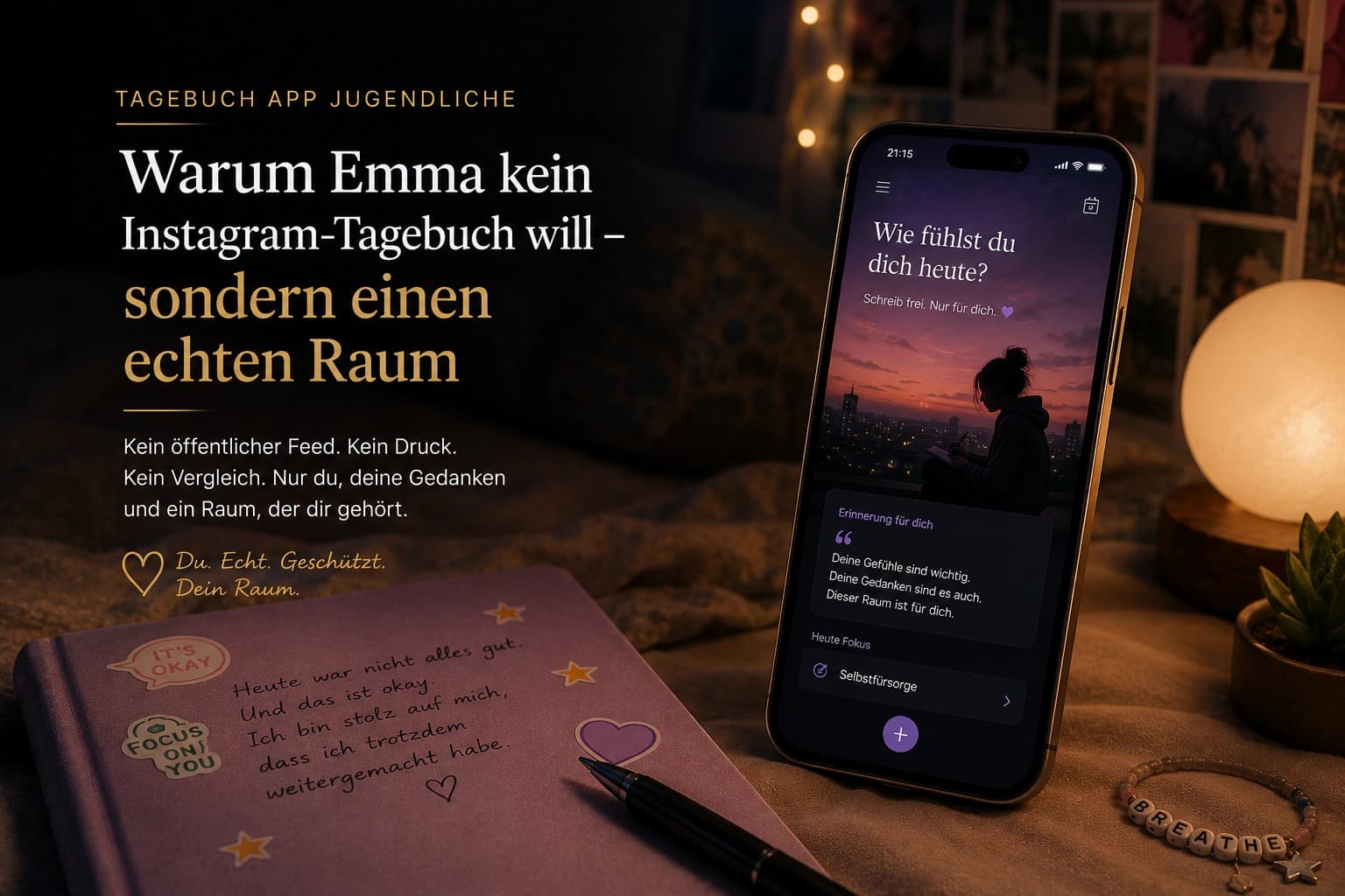 Tagebuch App Jugendliche 2026: Warum Emma kein Instagram-Tagebuch will – sondern einen echten Raum — Trovera voice journaling