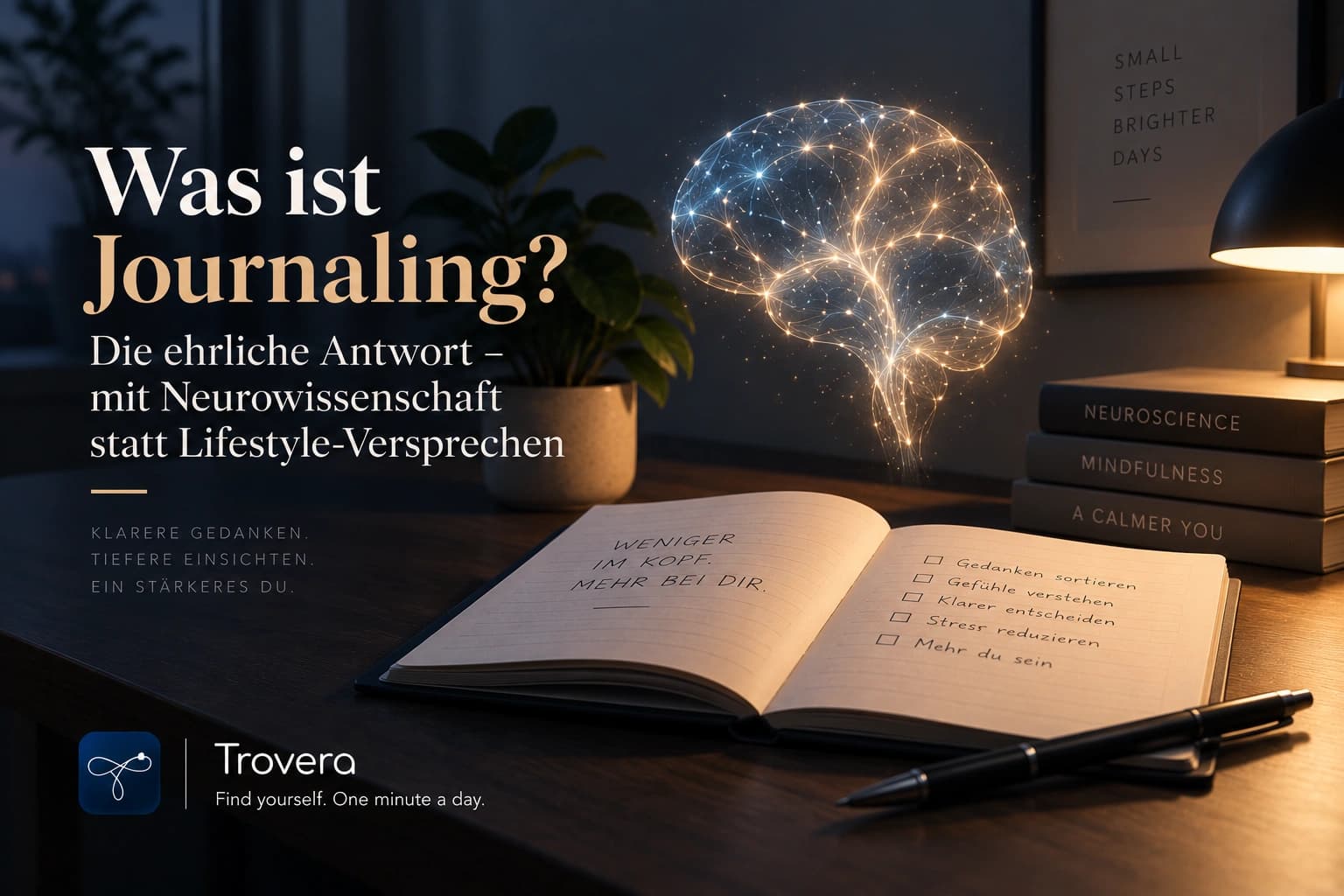 Was ist Journaling? Die ehrliche Antwort – mit Neurowissenschaft statt Lifestyle-Versprechen — Trovera voice journaling