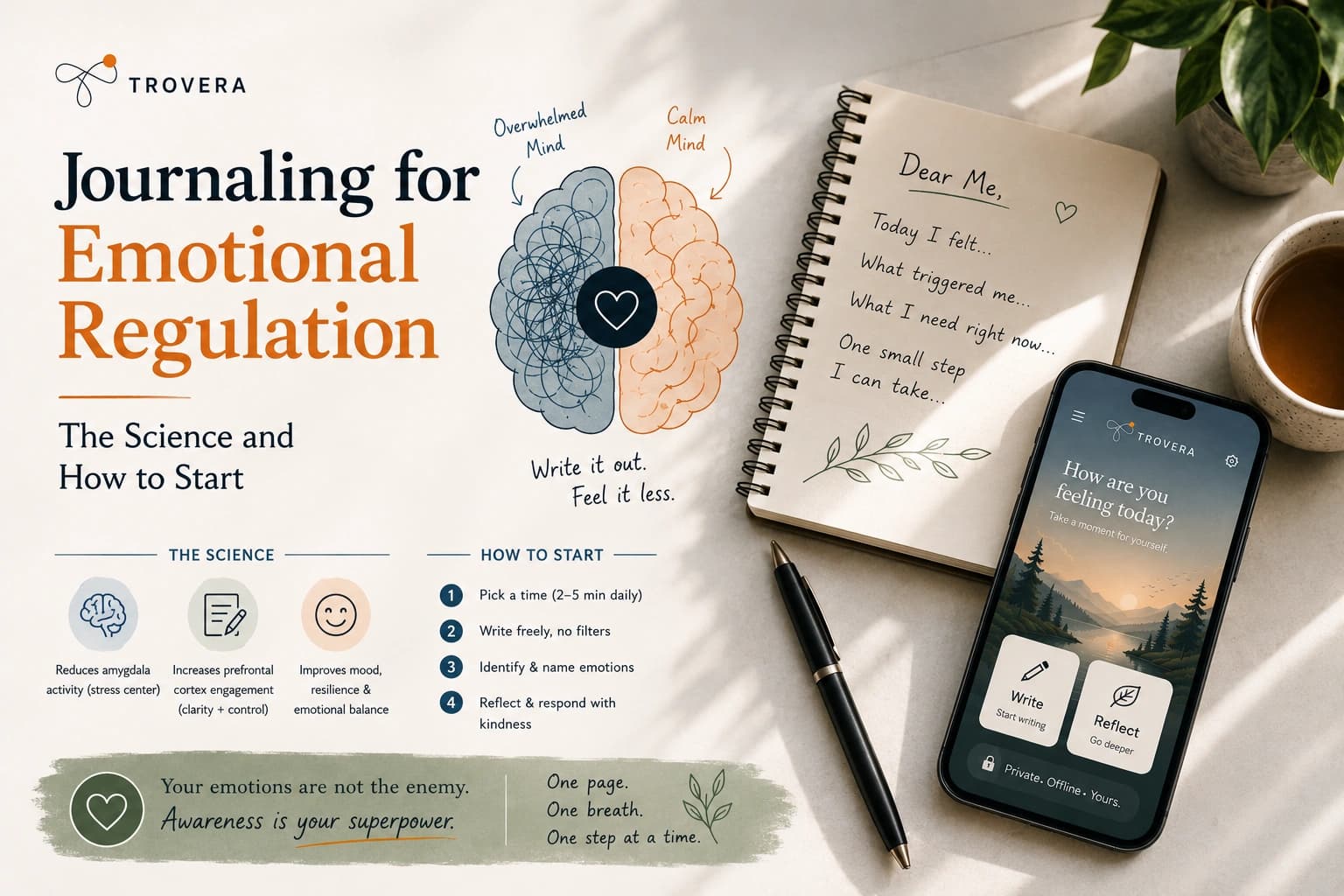 Journaling for Emotional Regulation — The Science and How to Start (2026) — Trovera voice journaling