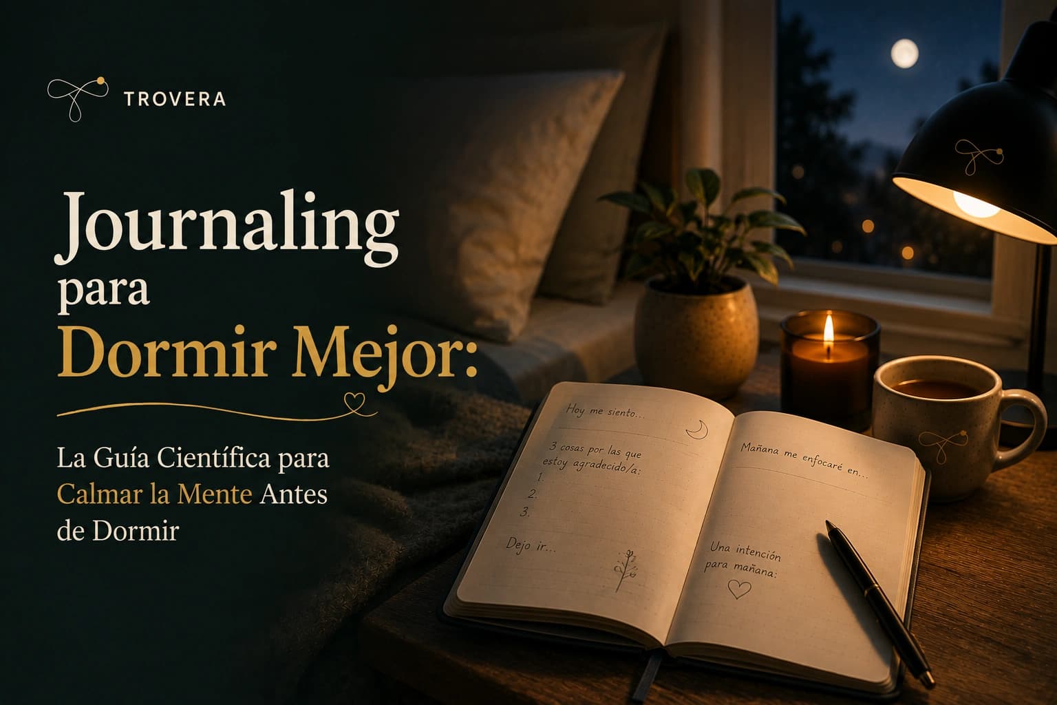 Journaling para Dormir Mejor: La Guía Científica para Calmar la Mente Antes de Dormir (2026) — Trovera voice journaling
